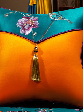 极速新中式抱枕靠垫套沙发靠背垫靠枕办公室护腰古典W大号床头腰