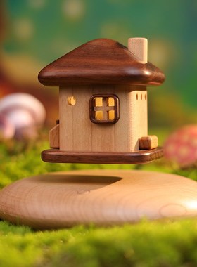 新品磁悬浮小木屋/创q木工坊香薰夜灯房子桌面创意摆件生日乔迁礼