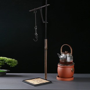 极速新中式茶桌茶壶挂钩吊钩子茶室桌面J摆件紫竹自在钩茶道烧水