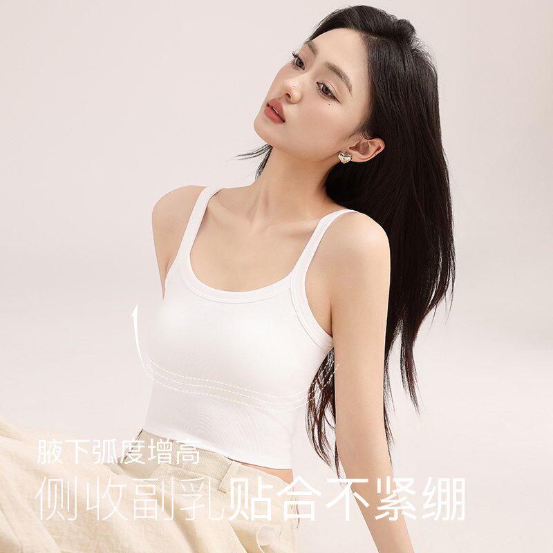 新品美背短c款吊带背心女夏季内搭带胸垫抹胸内衣打底内搭黑色辣