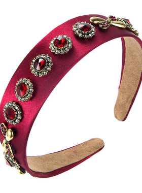 极速和鸣发箍跨境复古蝴蝶v结水钻紫色发箍网红巴洛克气质舞会头