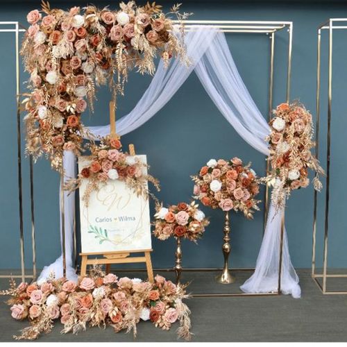 极速新款婚庆道具铁艺线条镀金屏风弧形铁艺O舞台背景装饰屏风拱