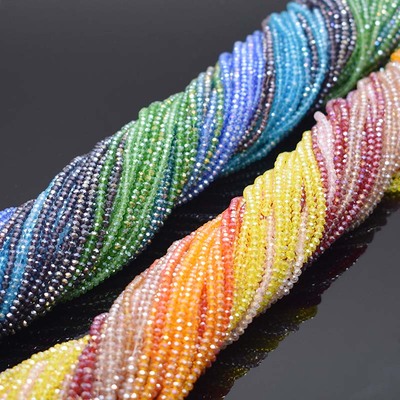 极速Plating AB Color Transparent SEhiny 2 3 4 6mm Rondelle F