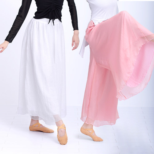 新品舞蹈裤白色古典n舞蹈服女飘逸阔腿裤古风纱裤现代舞裤中国舞