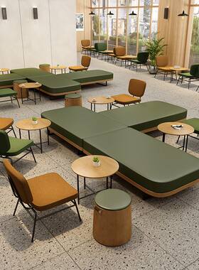 新品咖啡a厅沙发西餐厅清吧茶餐厅靠墙卡座甜品奶茶店休闲桌椅组