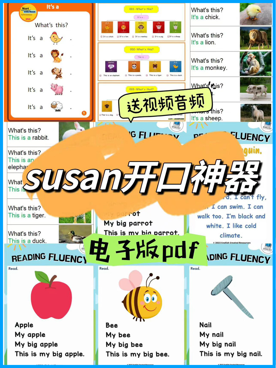 幼儿英语启蒙电子素材susan开口神器附视频音频教程电子文档pfg