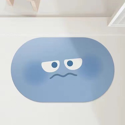 新款 卡通表情软硅藻泥浴室卫生间垫子 入户吸水厕所速干地毯防滑