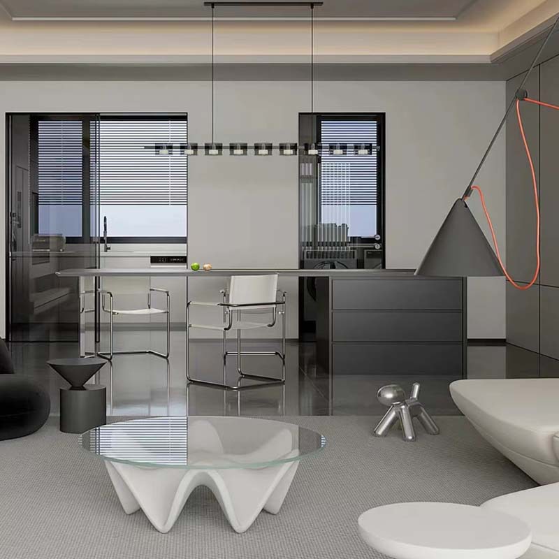 简约圆形玻璃钢异形茶几设计师创意客厅家用小户型玻璃设计茶桌