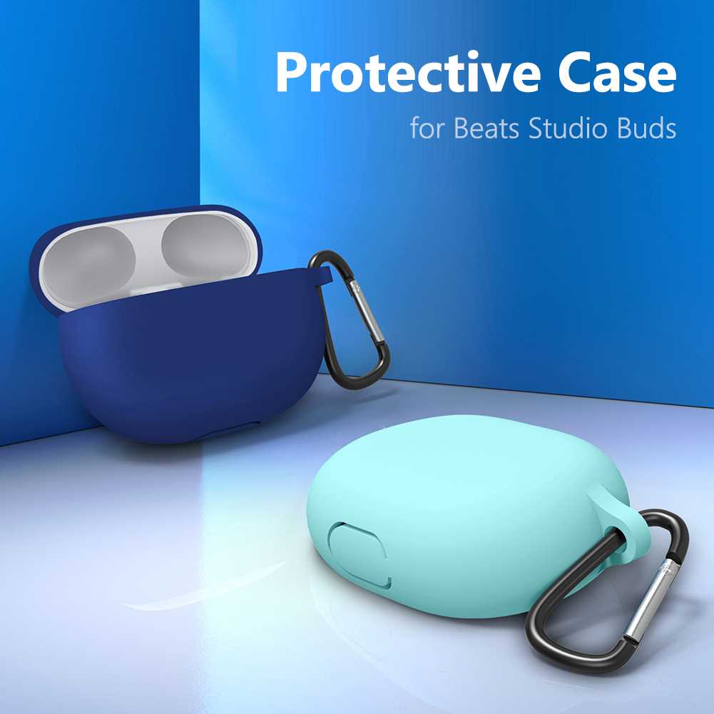 新品Solid Color Wireless Earbuds Case w/ Hook Soft Silicone