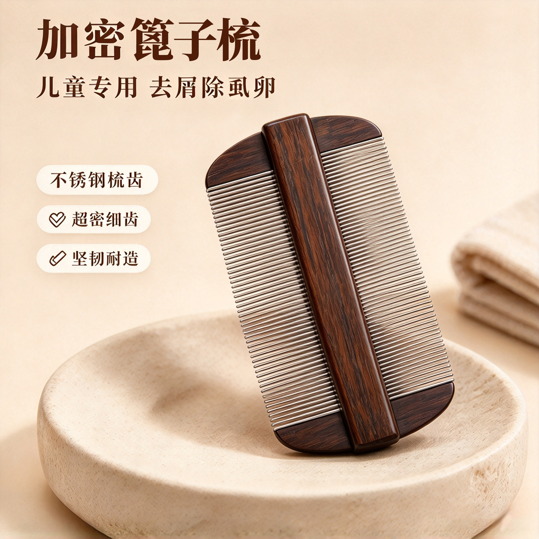 不锈钢加密篦子梳儿童专用除头虱虱卵不伤头皮细齿刮头去头屑梳子
