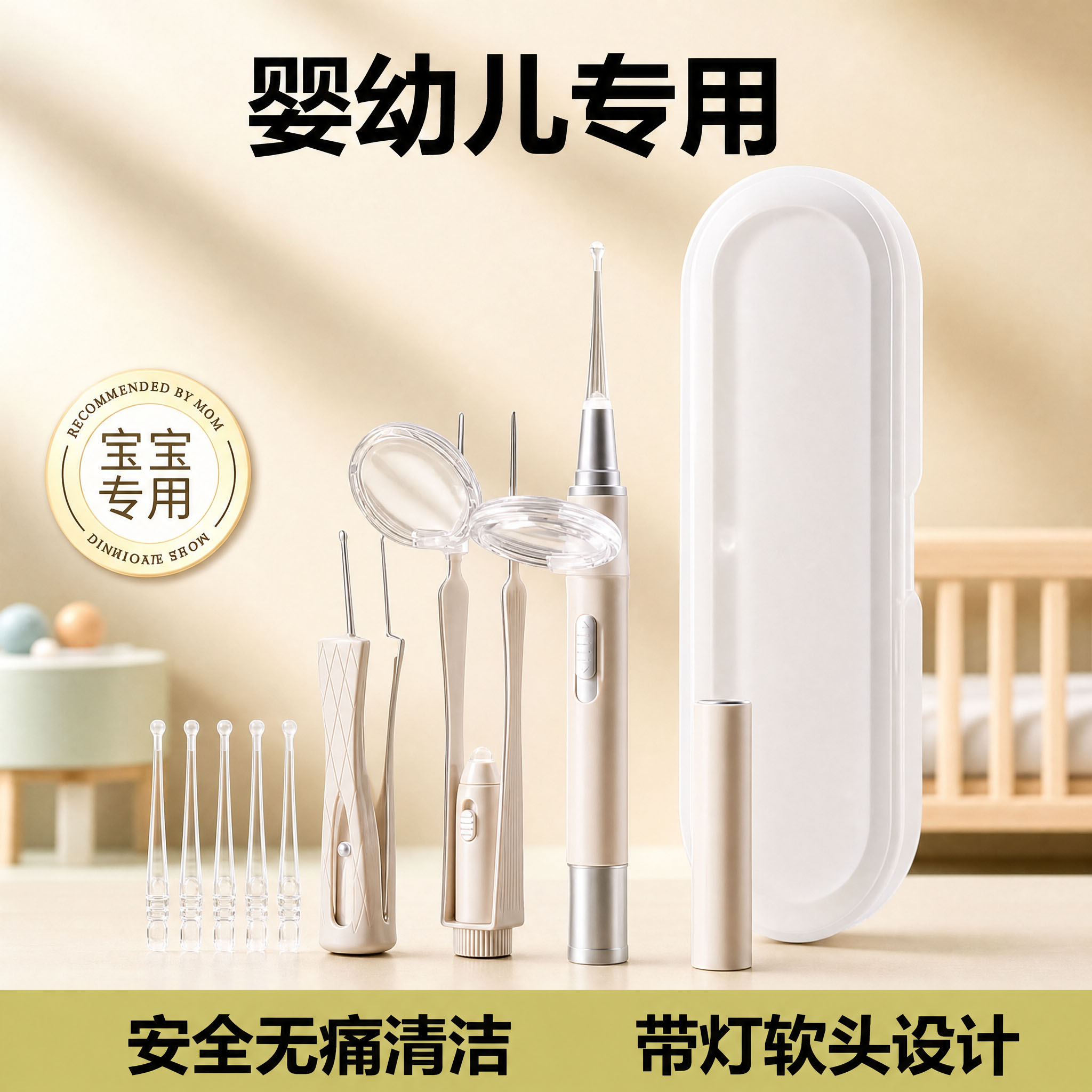 儿童掏耳神器挖耳勺发光带灯软头宝宝耳屎专用耳勺挖耳朵安全镊子