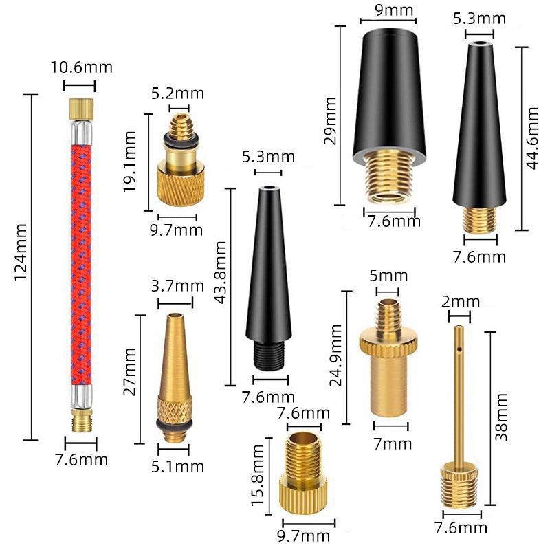 自行车阀适配器16件 自行车阀组 阀适配器SV AV DV 自行车打气筒