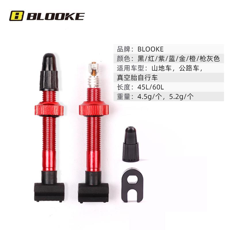 BLOOKE法式真空胎气嘴FV山地公路车自行车打气嘴铝合金气门嘴方底