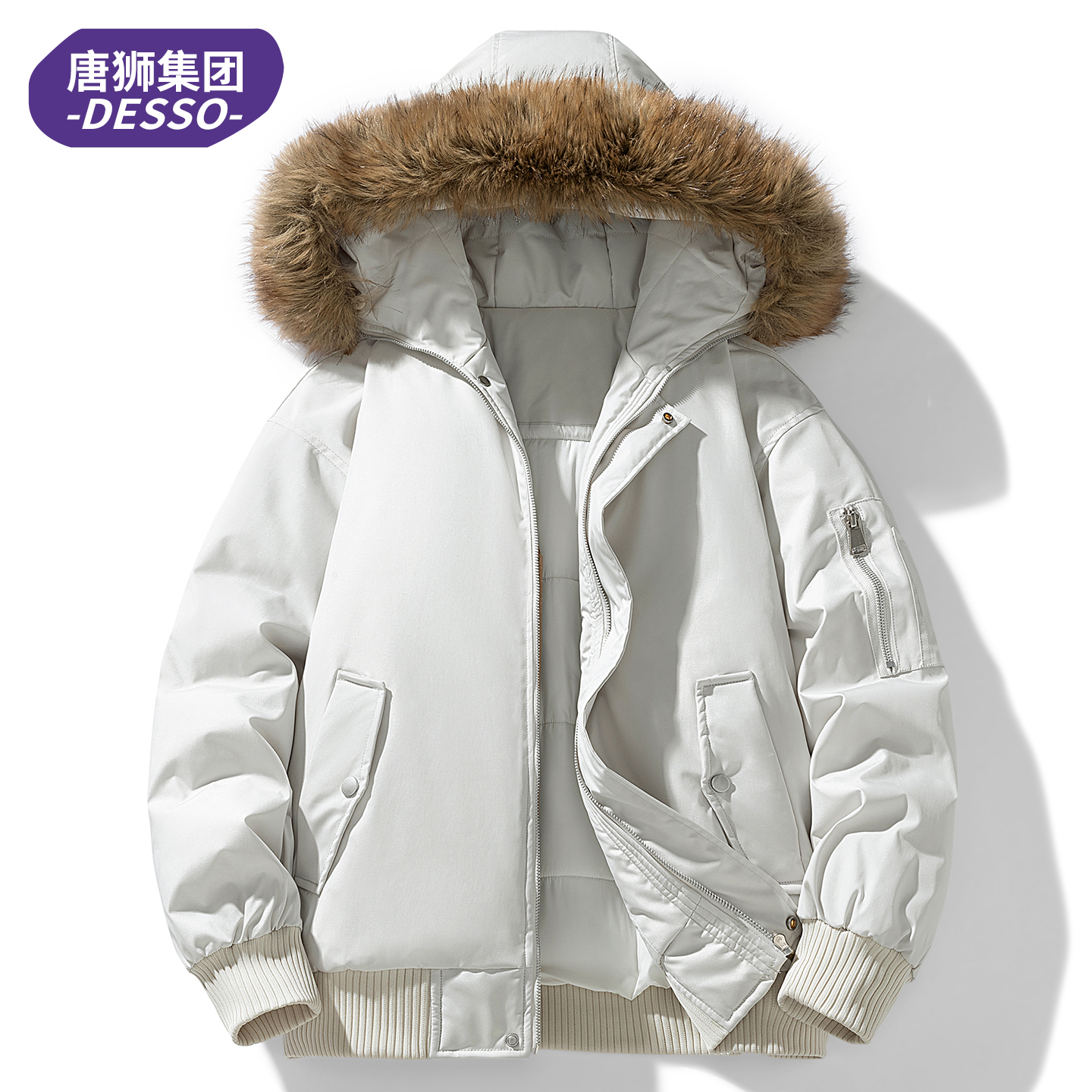 唐狮集团DESSO棉衣女2025新款冬季加厚毛领袄子派克羽绒棉服外套