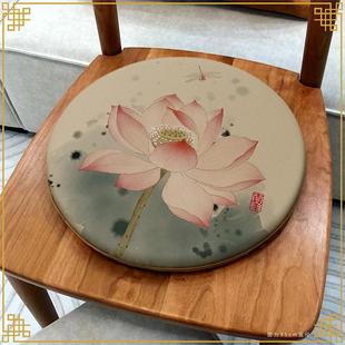 仿古圆形椅垫椅子餐椅鼓凳坐垫家具圈椅阳台藤椅茶椅印花垫子 中式