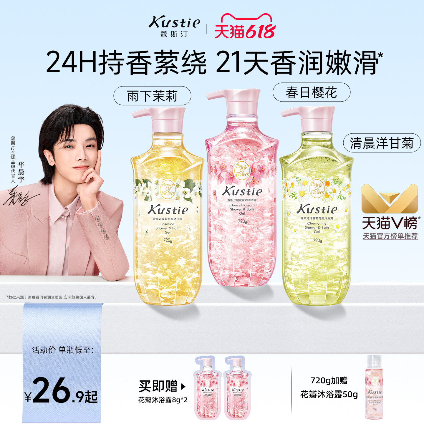 【华晨宇代言】蔻斯汀沐浴露花瓣香氛沐浴乳持久留香滋润男女樱花