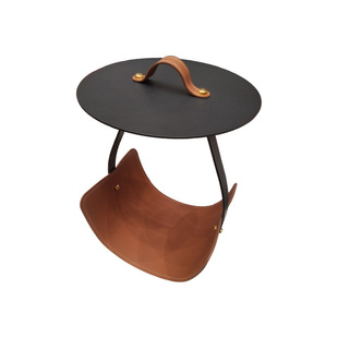 高级设计感茶几异形马鞍皮茶桌沙发边几小茶台意式极简岩板圆桌子