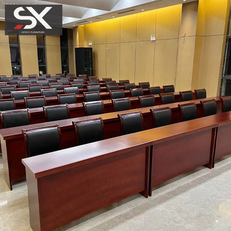 定制会议室会议桌椅组合长条桌双人木皮油漆条形办公桌培训桌子