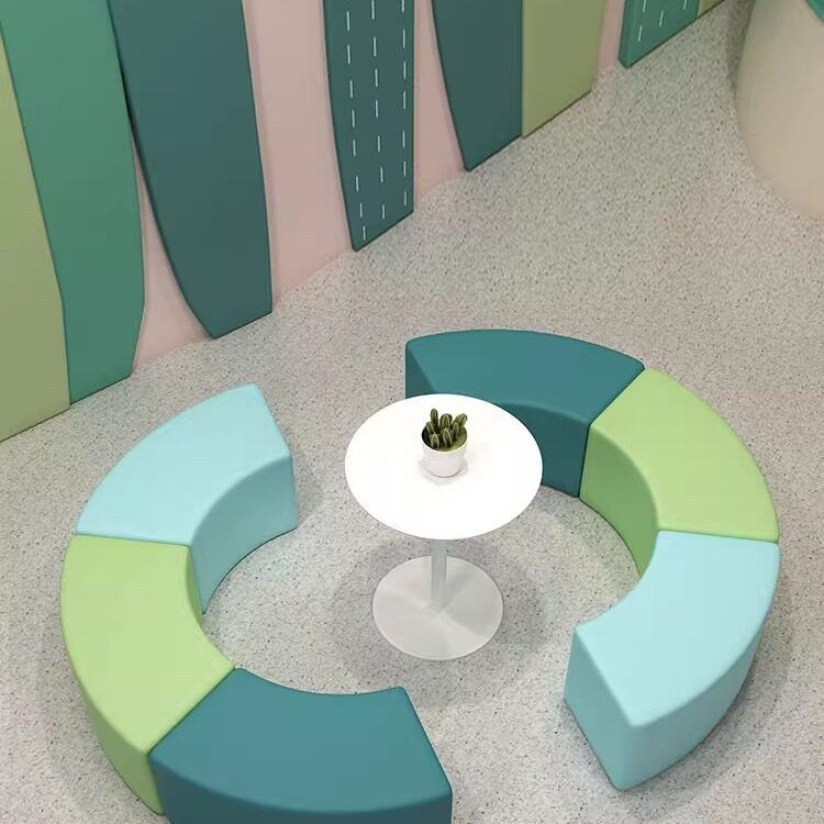艺术培训班机构幼儿园学校大厅儿童休息区圆弧形创意休闲沙发组合