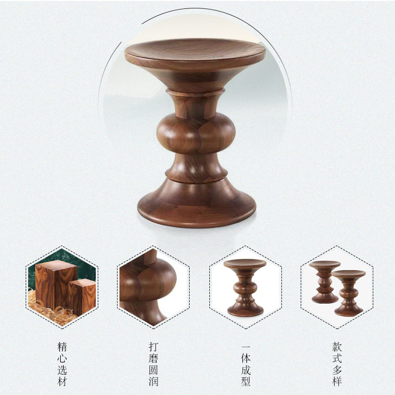 ?北欧脚踏木墩边几橡胶木家具纯白蜡木圆凳换鞋凳创意床头柜