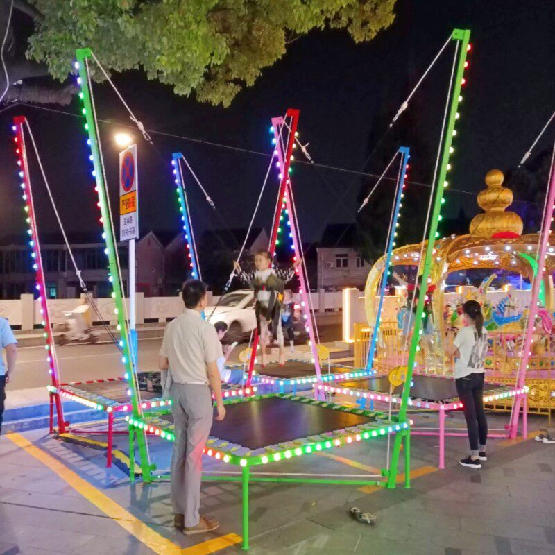 公园创业摆摊小项目单人彩灯钢架蹦极床折叠手摇儿童跳跳床弹蹦床