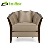 轻奢餐椅书椅后现代简约洽谈椅新中式 实木单人沙发 酒店公区家具