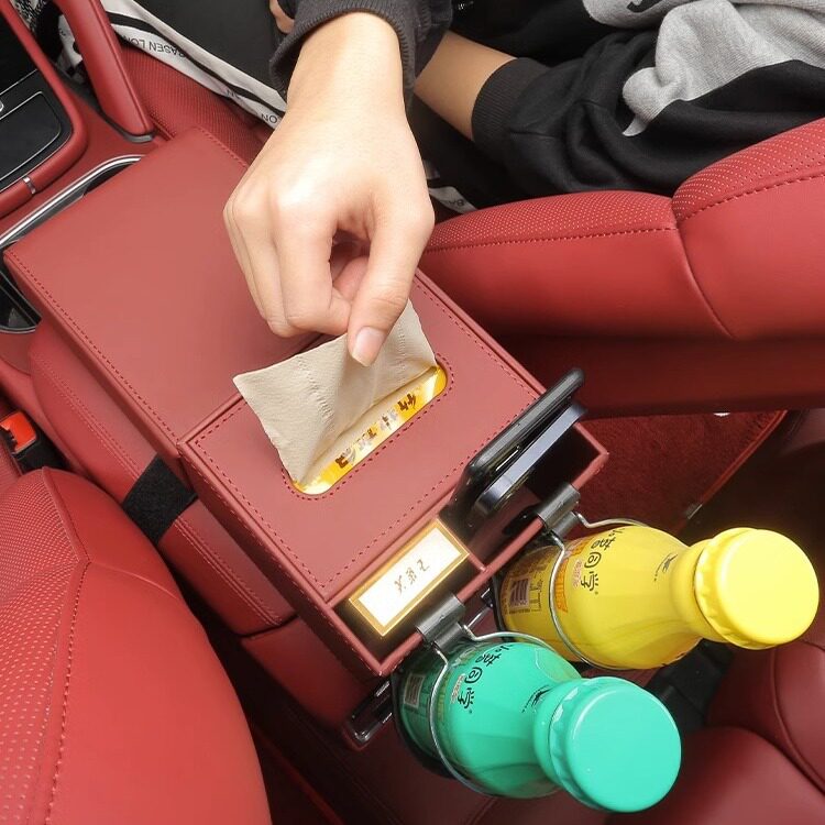 车载扶手箱储物盒多功能中央纸巾盒汽车内收纳盒高档扶手箱增高垫