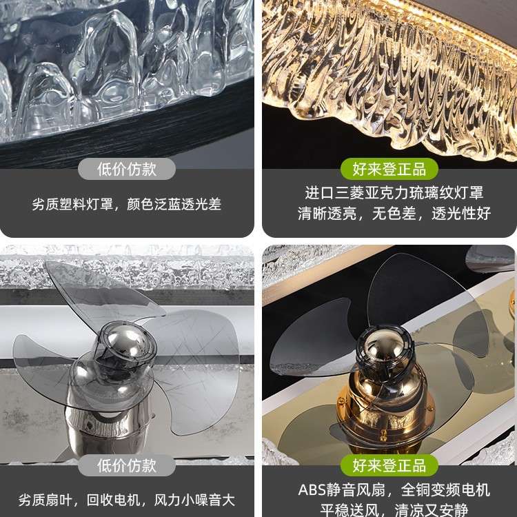 客厅风扇灯现代轻奢大厅吸顶主灯带风扇一体家用卧室房间全屋灯具