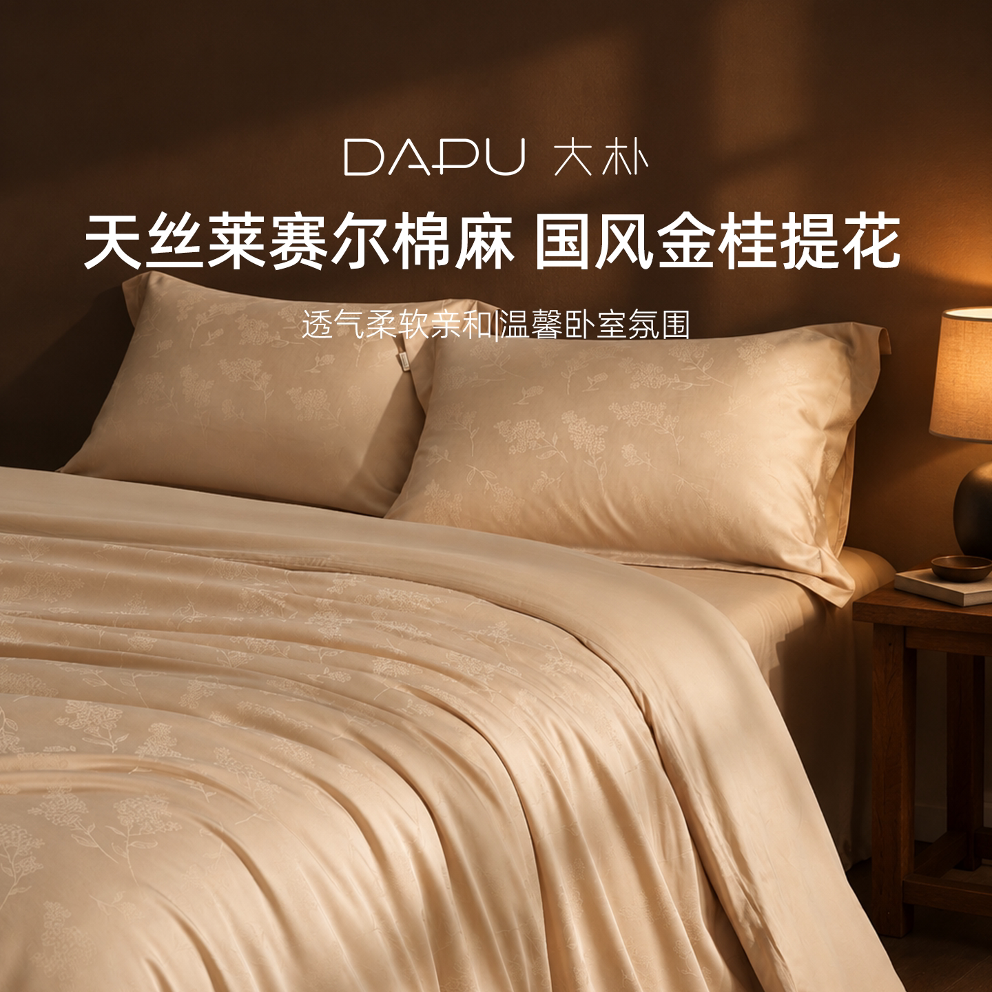 DAPU大朴A类母婴级60支天丝棉麻提花四件套EF超柔透气四件套