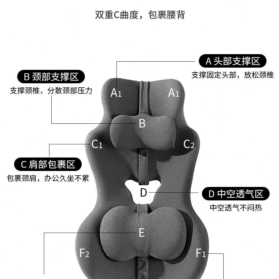 办公室加高护腰护颈靠背垫椅子久坐腰靠上班工位座椅腰枕仰睡神器