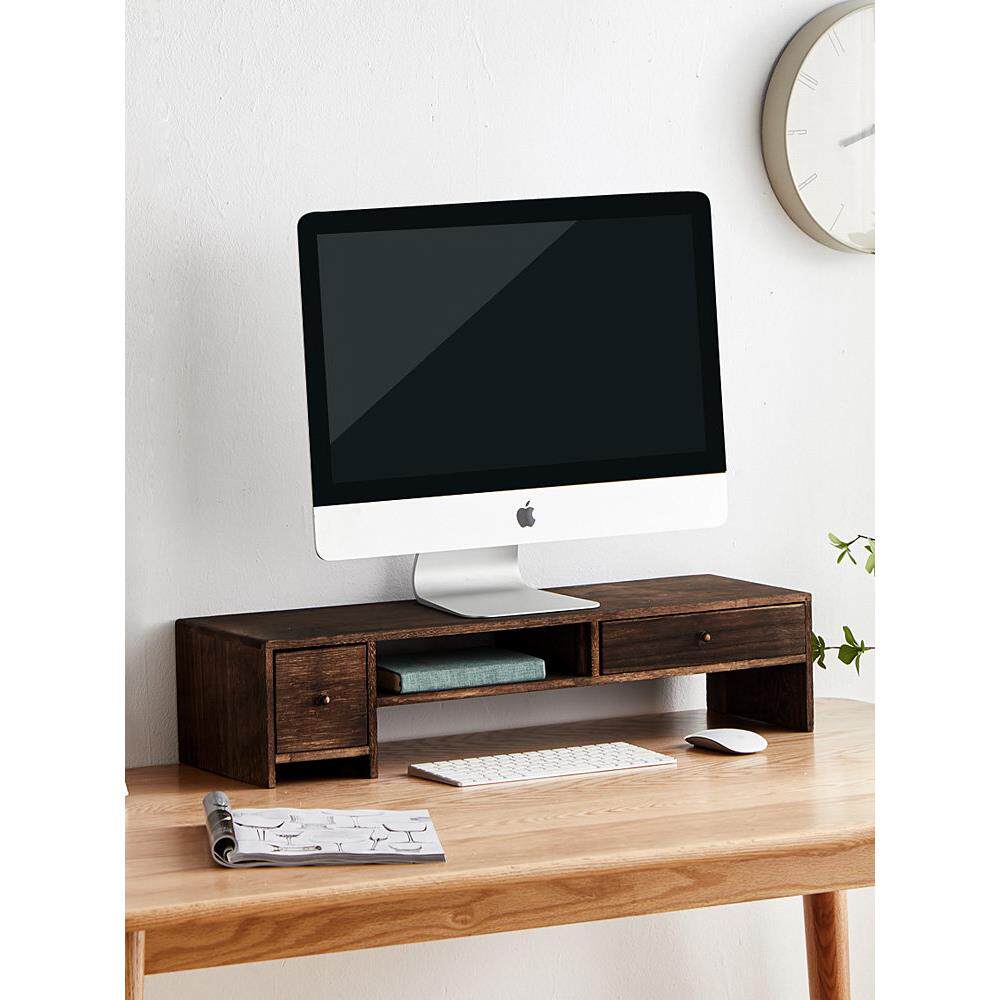 护颈桌面电脑高架桌面收纳盒显示器屏幕底座支架抬高抽屉收纳架