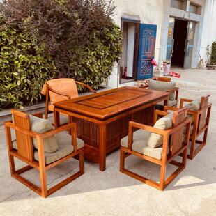 大果紫檀阅茶桌新中式茶台缅花茶室茶椅实木苏梨家具京瓷刺猬紫檀