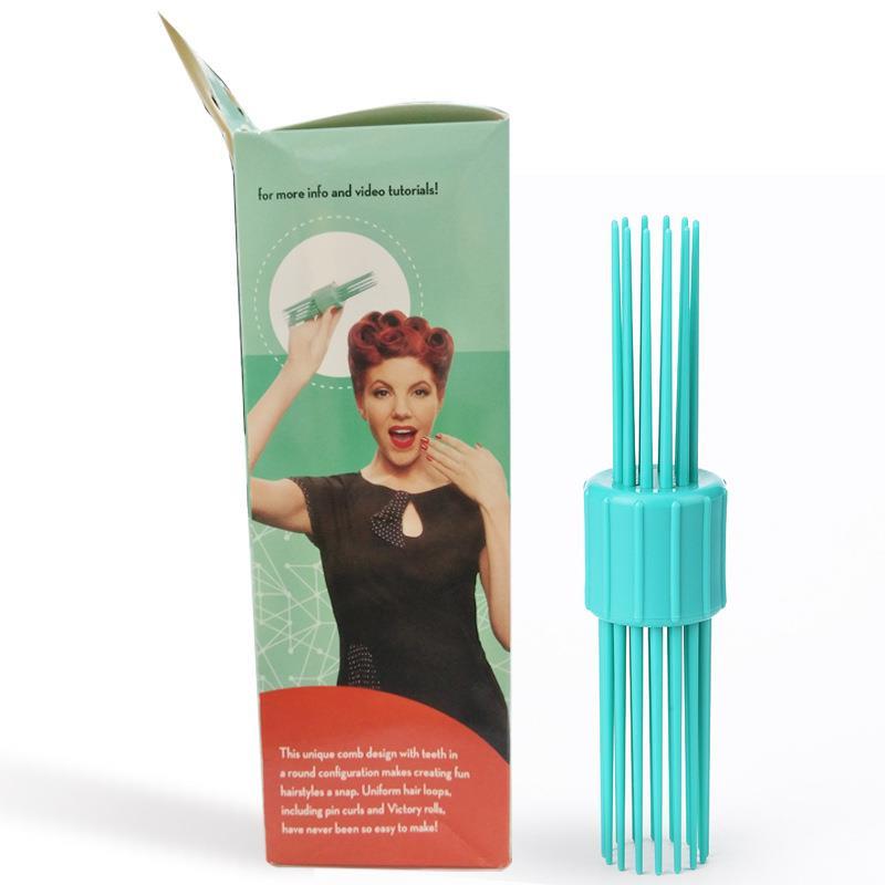 欧美复古卷发美发梳双头使用糖果梳子多种齿大小卷女士美发梳子