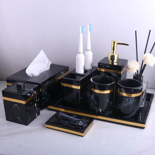 高档卫浴五件套组轻奢浴室用品套件洗手台洗手液瓶托盘摆件洗漱套