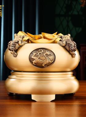 黄铜《四方来财聚宝盆》摆件金蟾家居客厅店铺前台装饰品开业礼品
