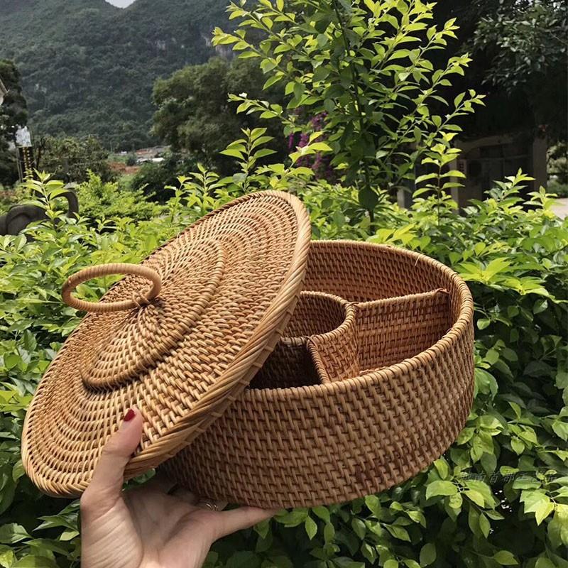 藤编茶叶罐茶叶盒普洱茶饼桶糖果盒包装盒收纳筐