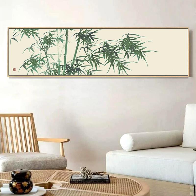 墨竹新中式客厅沙发背景墙装饰画主卧床头画禅意茶室餐厅挂画竹子
