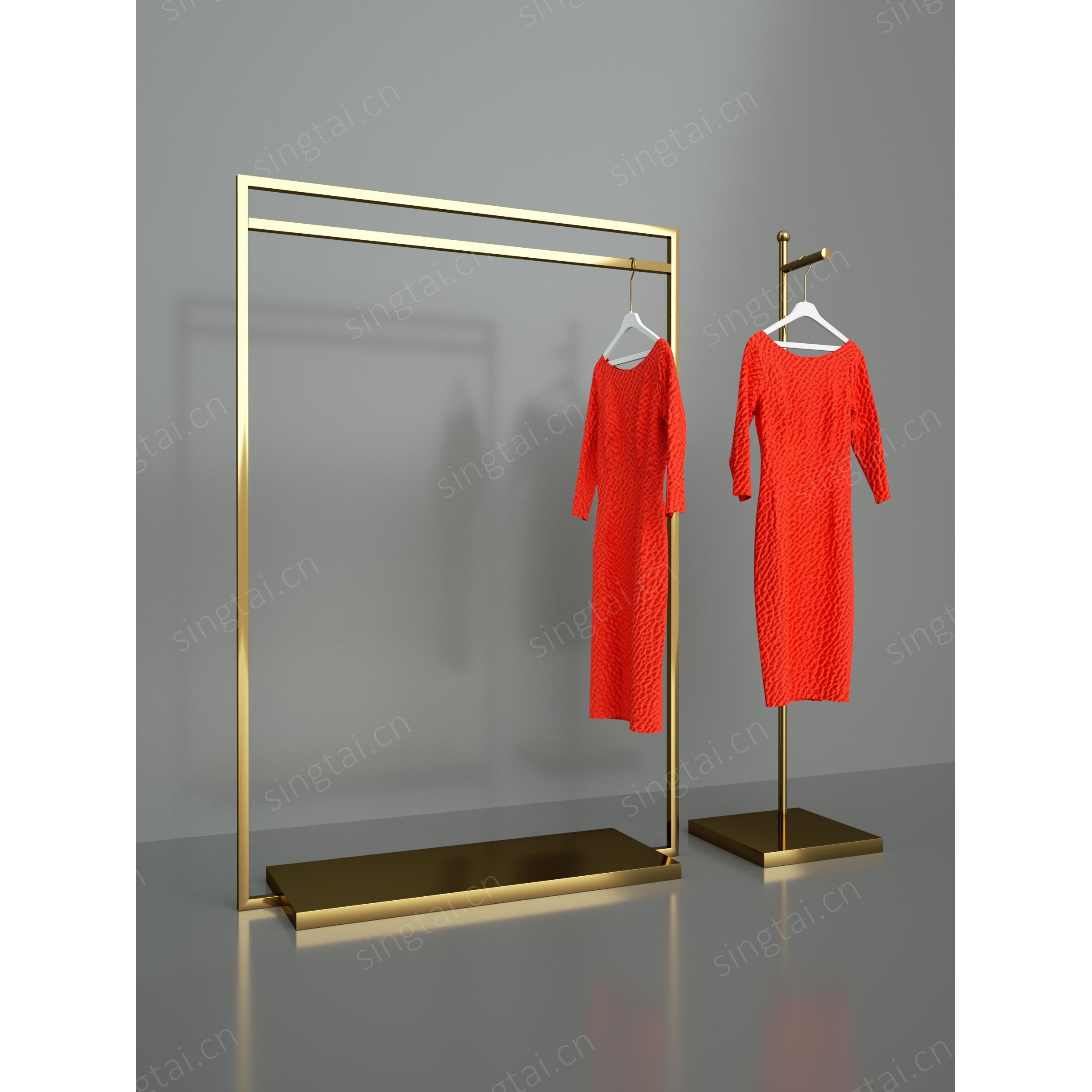 服装店展示架落地式中岛单杠正挂侧挂组合龙门架不锈钢挂衣服架子