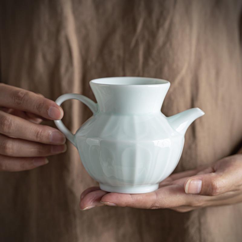 中式影青公道杯带把茶壶家用茶海分茶器功夫茶具配件耐高温公杯