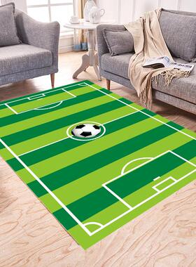 绿色足球场地毯客厅简易儿童房男孩卧室床边幼儿园家庭训练游戏地