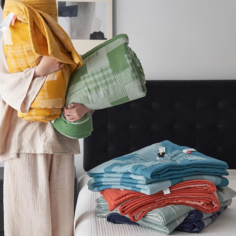 A类全棉双层纱夏凉被空调被田园拼布夏被 20%大豆纤维夏季薄被子