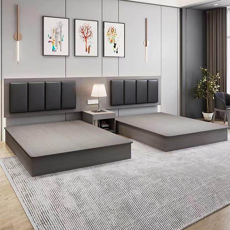 酒店家具标间单间全套定制客房公寓民宿快捷单双人床箱宾馆专用床