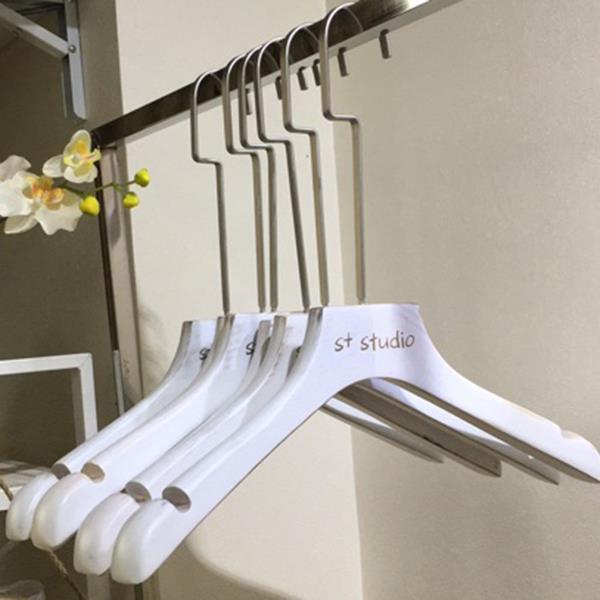 长钩水洗做旧白色复古木衣架百搭实木服装店女装木质挂撑LOGO定制