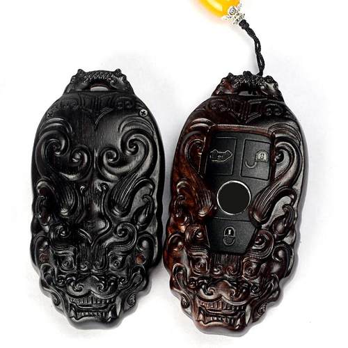 天然黑檀木雕刻高档定制汽车钥匙套壳包扣个性创意文玩生日礼品男