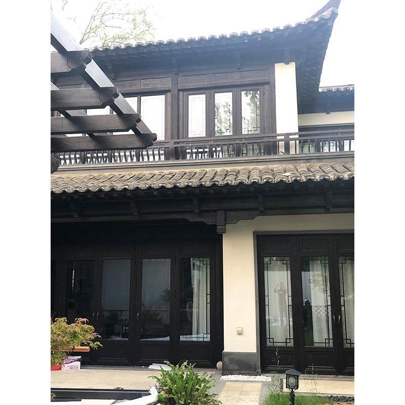 中式彷古断桥铝合金门窗平开窗65/70系列窗隔音玻璃别墅窗户定制