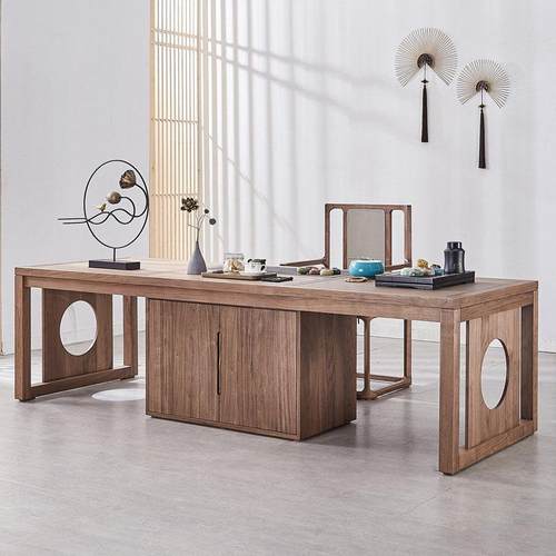 佐必林高端宋氏美学风大气茶桌茶台2.5米黑胡桃木功夫茶禅意茶桌