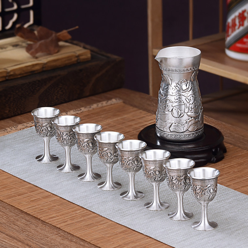 永华禧宝足银999银酒具套装金玉满堂分酒器烫酒壶银酒杯礼盒送礼