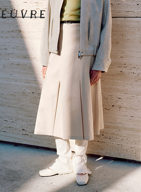loeuvre2025春季新款不对称褶裙中长A字优雅大方半身裙SW5SS133