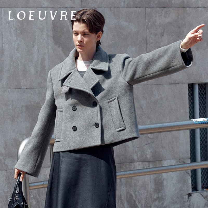 loeuvre全羊毛流苏短大衣