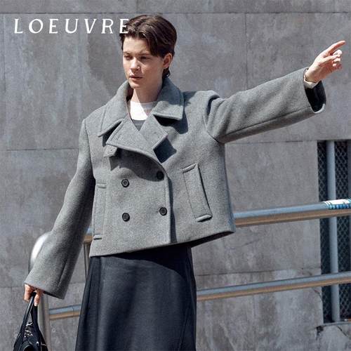loeuvre全羊毛流苏短大衣